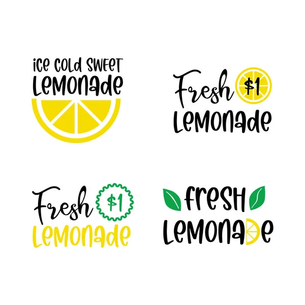 Etiketten en tekenen van verse limonade met citroen. Vector illustraties voor grafische en web design, voor stand, restaurant — Stockvector