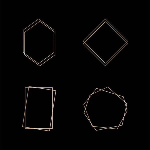 Goldene Sammlung von geometrischen Rahmen. Dekoratives Element für Karte, Einladung. Art-déco-Stil für Hochzeitseinladung. — Stockvektor