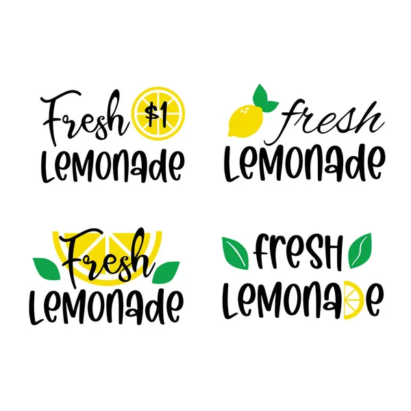 Märken och tecken på färsk lemonad med citron. Vektorillustrationer för grafisk design och webbdesign, för monter, restaurang — Stock vektor