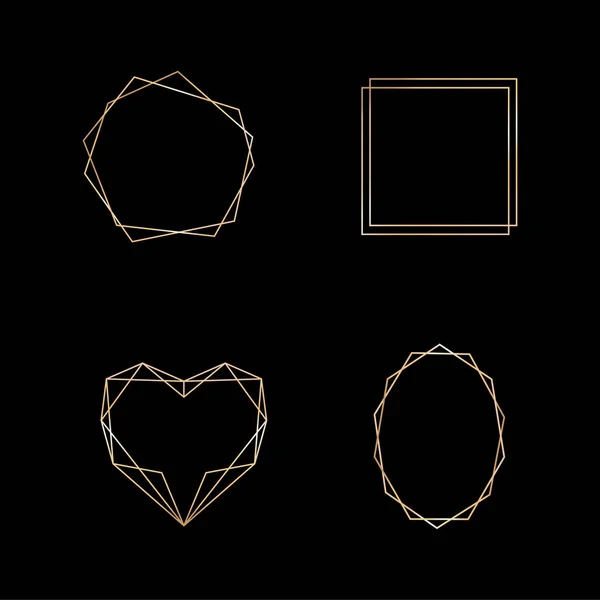 Goldene Sammlung von geometrischen Rahmen. Dekoratives Element für Karte, Einladung. Art-déco-Stil für Hochzeitseinladung. — Stockvektor