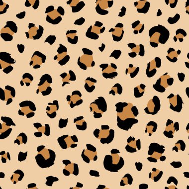 Leopar grunge noktalı kusursuz hayvan deseni. Kumaş, ambalaj, tekstil ve giysi için yaratıcı vahşi doku. Vektör illüstrasyonu