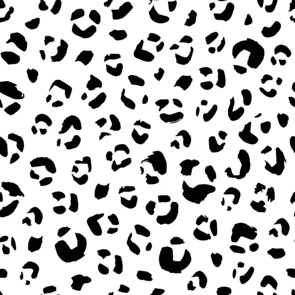 Seamless Animal Pattern Leopard Grunge Dots Creative Monochrome Texture Fabric — Stock Vector