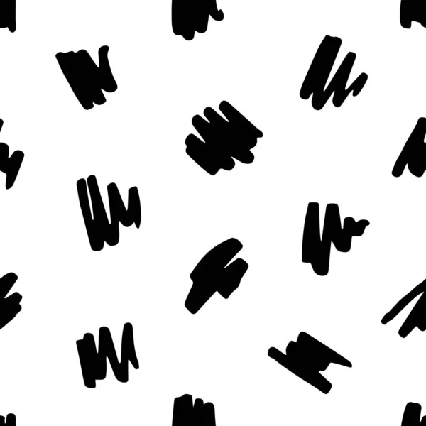 Hand Drawn Modern Doodle Seamless Pattern Black Grunge White Background — Stock Vector