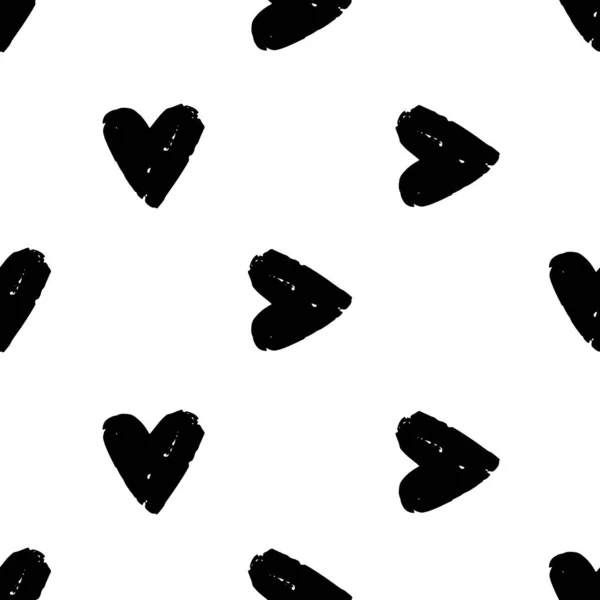 Corazones Blanco Negro Vector Patrón Sin Costuras Ilustraciones Símbolos Amor — Archivo Imágenes Vectoriales