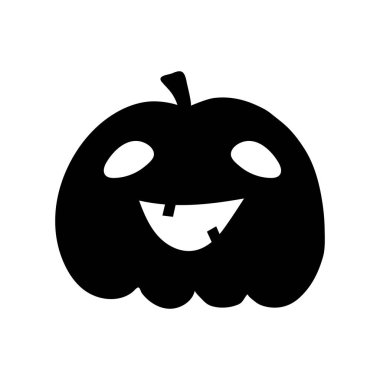 Cadılar Bayramı balkabağı düzlüğü, vektör stok çizimi. Dekor, kart, kesim, logo veya t-shirt tasarımı için el çizimi siyah siluet.