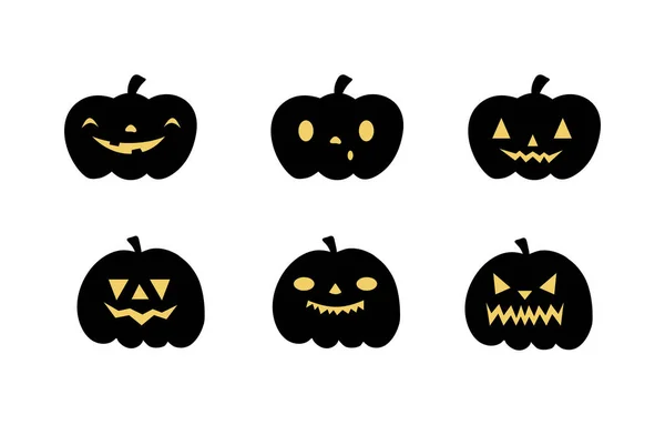 Ensemble Citrouilles Effrayantes Halloween Citrouilles Effrayant Vecteur Style Plat Effrayant — Image vectorielle