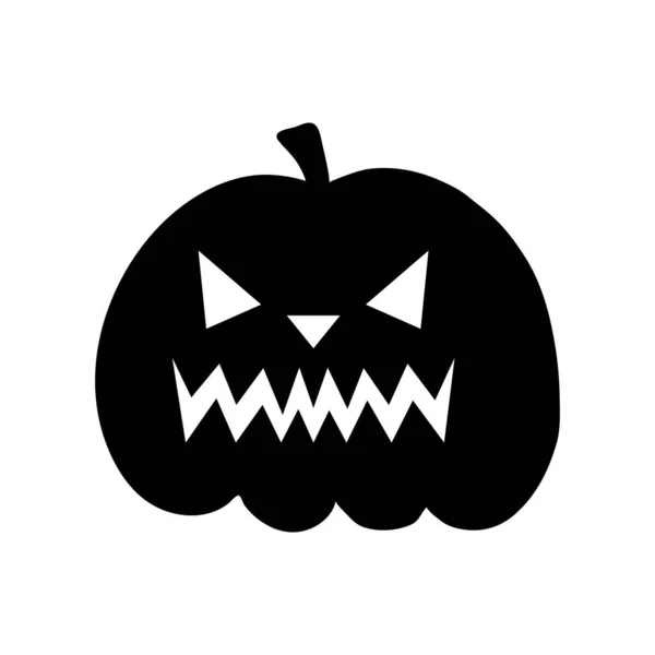 Calabaza de Halloween clipart plana, vector de ilustración de stock. Silueta negra dibujada a mano para la decoración — Vector de stock