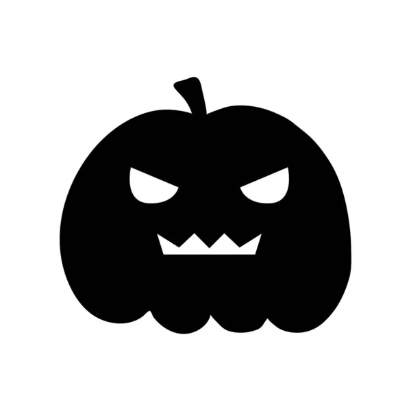 Clipart plat citrouille Halloween, illustration vectorielle. Silhouette noire dessinée à la main pour décor — Image vectorielle