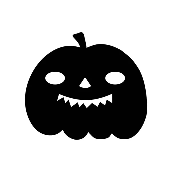 Clipart plat citrouille Halloween, illustration vectorielle. Silhouette noire dessinée à la main pour décor — Image vectorielle