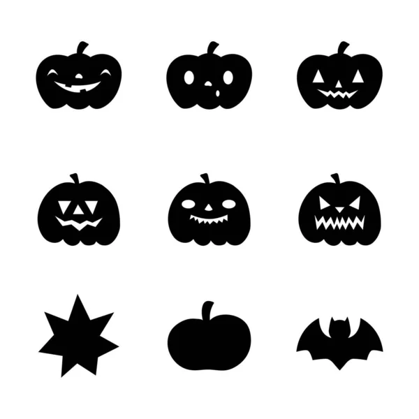 Ensemble Citrouilles Effrayantes Halloween Citrouilles Effrayant Vecteur Style Plat Effrayant — Image vectorielle