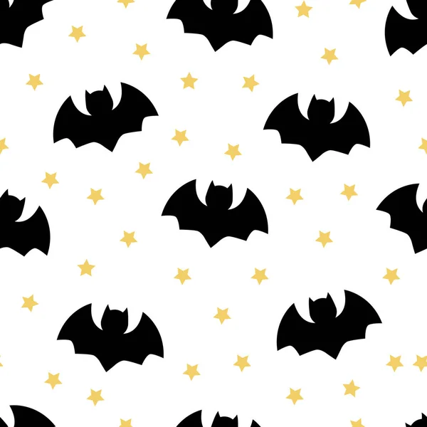 Vector Pattern Bats Seamless Halloween Background White — Stock Vector