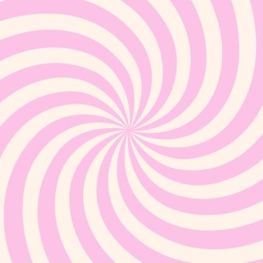 Pembe ve bej kıvrımlı harika yıldız patlaması arka planı. Antika psikedelik titreşimli ters ışın deseni. Posterler, afişler, duvar kağıtları için soyut dinamik spiral tasarım. Vektör illüstrasyonu.