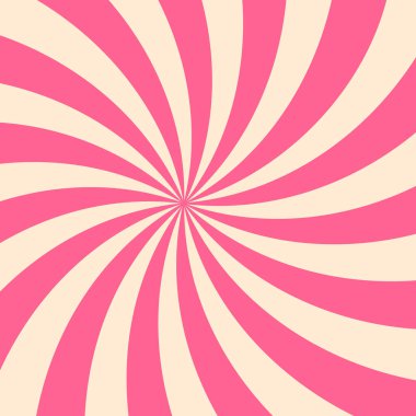 Pembe ve bej kıvrımlı harika yıldız patlaması arka planı. Antika psikedelik titreşimli ters ışın deseni. Posterler, afişler, duvar kağıtları için soyut dinamik spiral tasarım. Vektör illüstrasyonu.