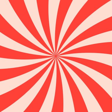 Kırmızı ve bej kıvrımlı harika yıldız patlaması arka planı. Antika psikedelik titreşimli ters ışın deseni. Posterler, afişler, duvar kağıtları için soyut dinamik spiral tasarım. Vektör illüstrasyonu.