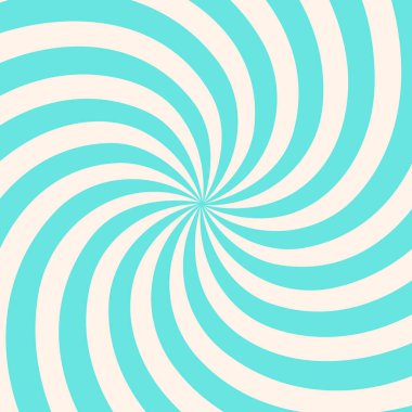 Mavi ve bej kıvrımlı, harika yıldız patlaması arka planı. Antika psikedelik titreşimli ters ışın deseni. Posterler, afişler, duvar kağıtları için soyut dinamik spiral tasarım. Vektör illüstrasyonu.