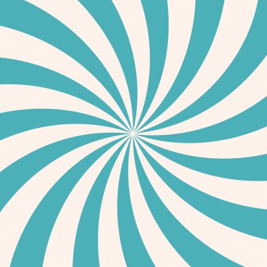 Teal ve bej rengi kıvrımlı, harika bir yıldız patlaması arka planı. Antika psikedelik titreşimli ters ışın deseni. Posterler, afişler, duvar kağıtları için soyut dinamik spiral tasarım. Vektör illüstrasyonu.