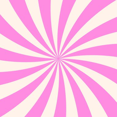 Pembe ve bej kıvrımlı harika yıldız patlaması arka planı. Antika psikedelik titreşimli ters ışın deseni. Posterler, afişler, duvar kağıtları için soyut dinamik spiral tasarım. Vektör illüstrasyonu.