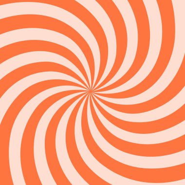 Turuncu ve bej kıvrımlı harika yıldız patlaması arka planı. Antika psikedelik titreşimli ters ışın deseni. Posterler, afişler, duvar kağıtları için soyut dinamik spiral tasarım. Vektör illüstrasyonu.