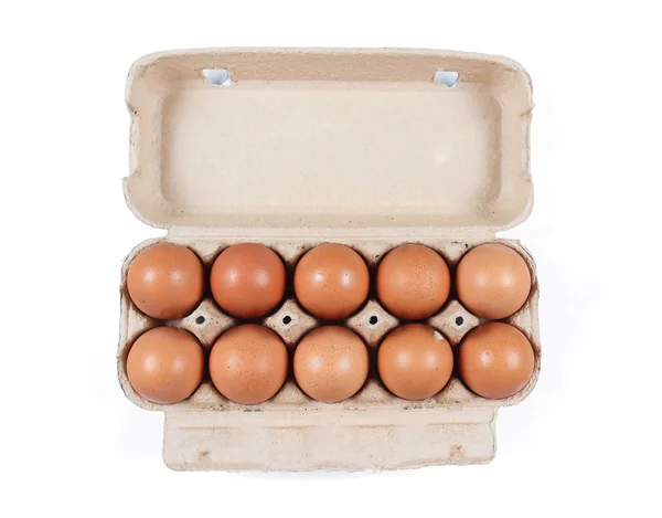 Huevos caja abierta — Foto de Stock