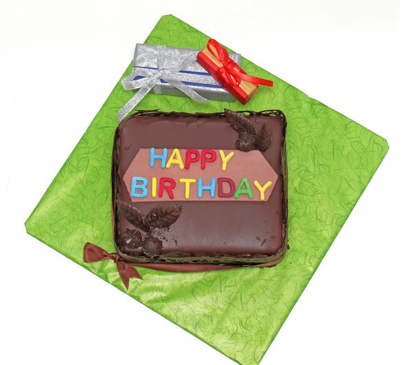 生日蛋糕和礼物 — 图库照片