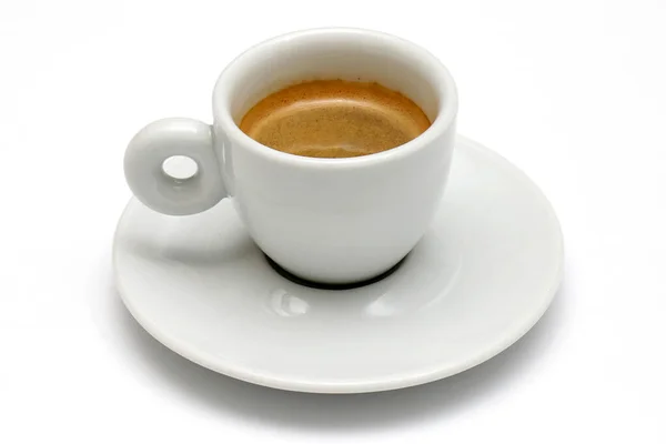 Ristretto Σύντομο Καφέ Espresso Μικρό Φλιτζάνι Λευκό Φόντο — Φωτογραφία Αρχείου