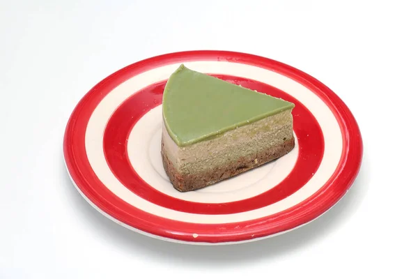 Raw Cake Piece Organic Ingredients Ceramic Plate — Stock Photo, Image