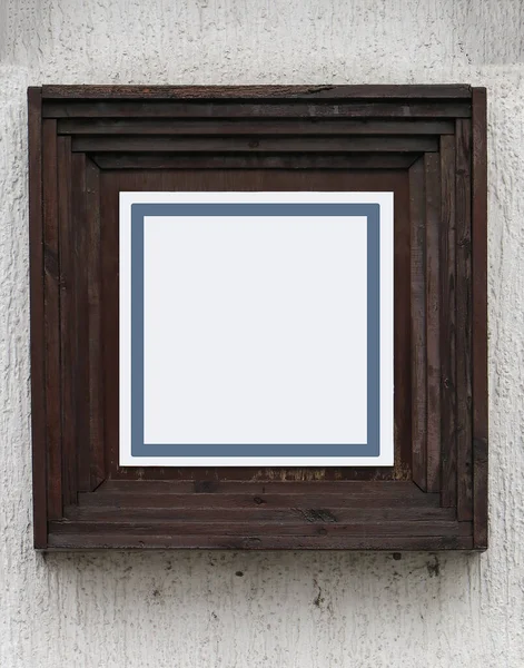 Old Brown Wooden Square Frame Facade Wall — Stock Photo, Image