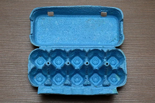 Otwórz Puste Niebieskie Pudełko Tekturowe Jaj — Zdjęcie stockowe