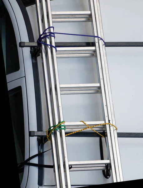 Equipamento Ferramenta Escada Metal Telhado Carro Para Ser Usado Construção — Fotografia de Stock