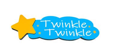 Beyaz üzerine izole edilmiş mavi bulut üzerindeki küçük parlak yıldızlar.