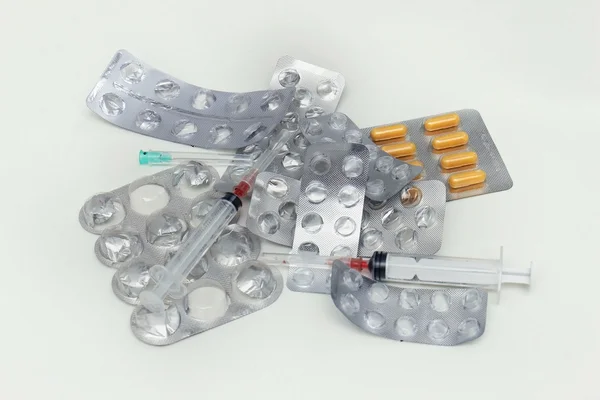 Used pharmaceuticals pile — Stock Photo, Image