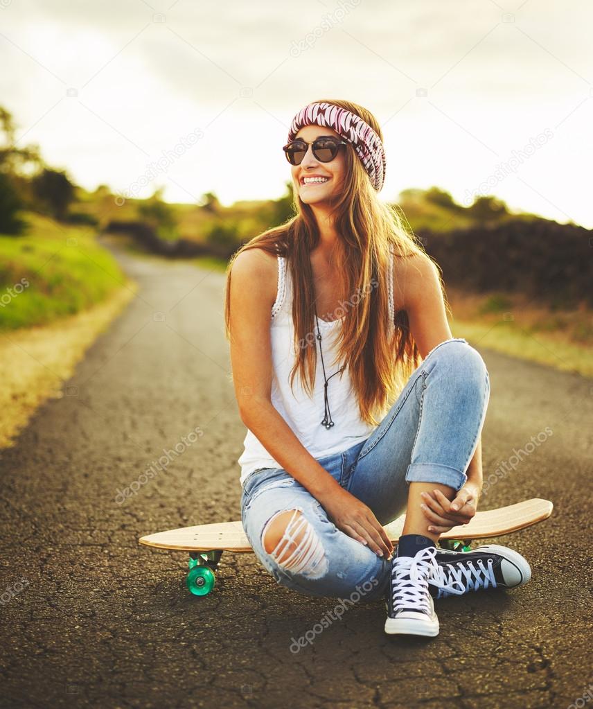 Woman with Skateboard