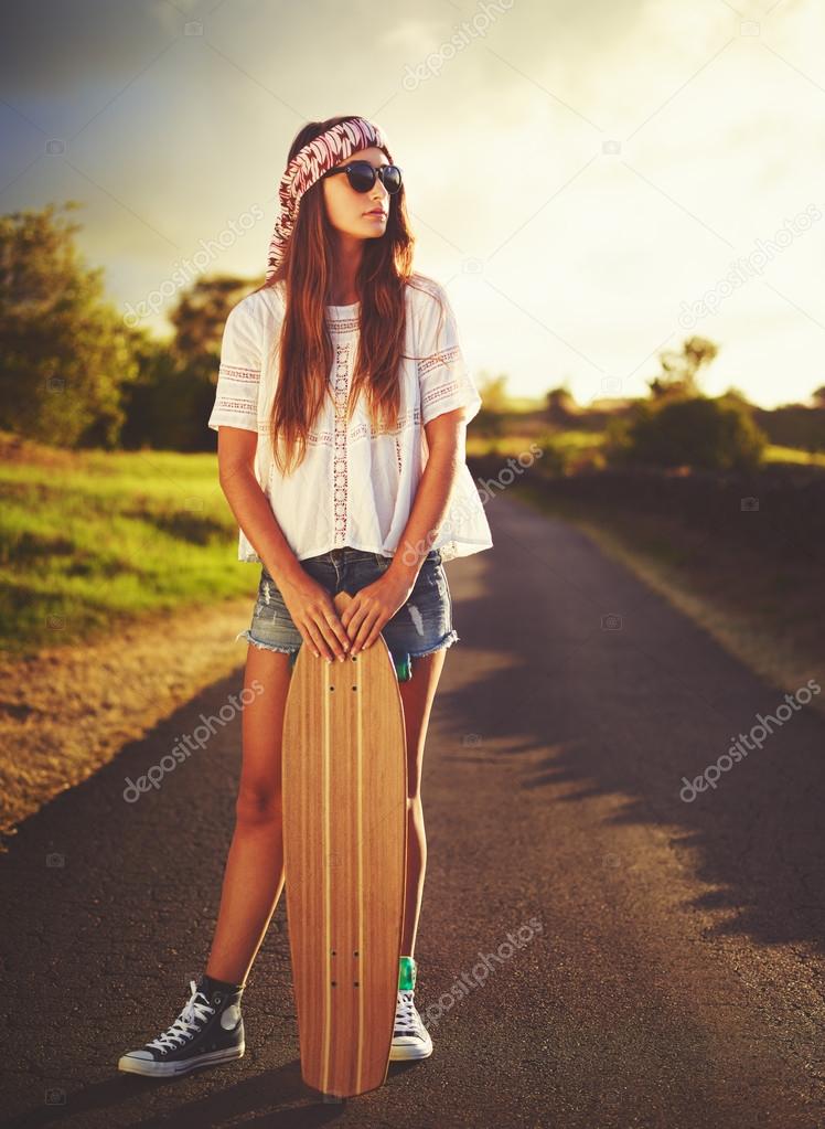 Woman with Skateboard
