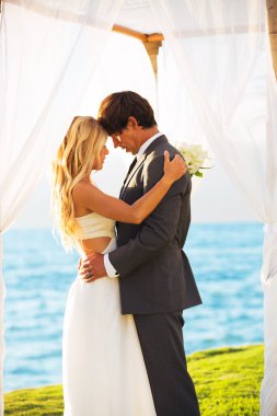 çekici gelin ve damat kucaklayan