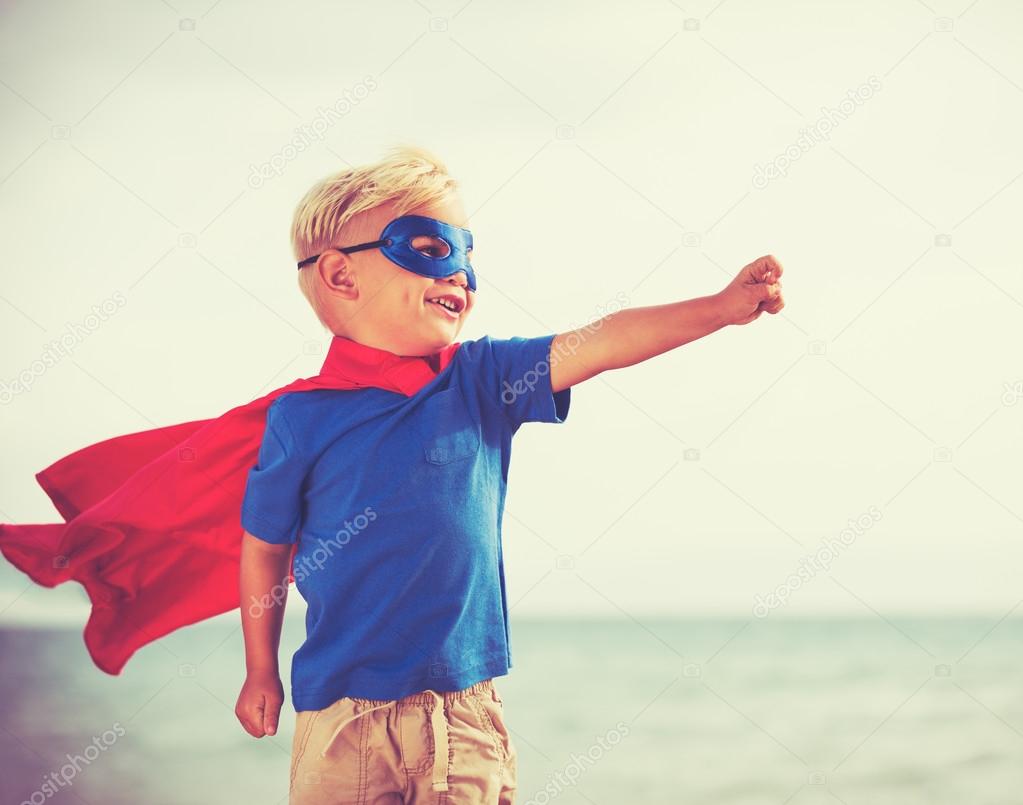 Superhero Kid playing