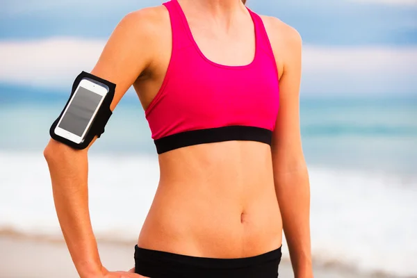 Young Healthy Fitness Woman with Smart Phone — Stock Photo, Image