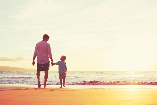 Padre e hijo caminando juntos sosteniendo las manos —  Fotos de Stock