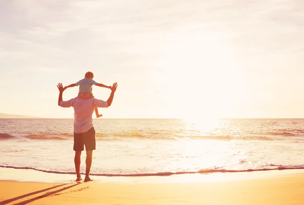 Vater und Sohn spielen am Strand — Stockfoto