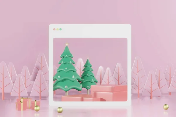 Modèle Vide Podium Modèle Noël Rendu Pour Placement Produit — Photo