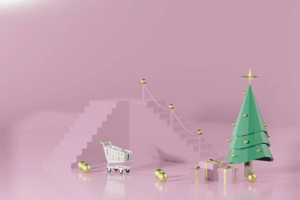 렌더링 크리스마스에 배치를 템플릿 단상이 있습니다 — 스톡 사진