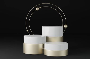 3D, en düşük tasarım ürünü yerleştirmek için boş şablon podyum modellemesi. Çevrimiçi arka plan reklamı