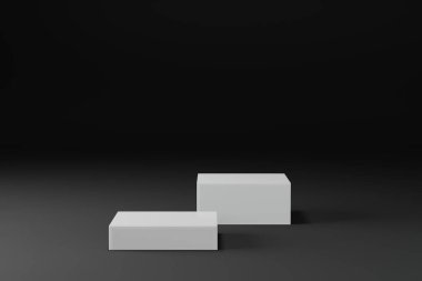 3D, en düşük tasarım ürünü yerleştirmek için boş şablon podyum modellemesi. Çevrimiçi arka plan reklamı