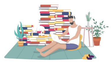 Evden çevrimiçi dizüstü bilgisayar vasıtasıyla asgari vektör tasarımında çalış. Covid19 salgını nedeniyle ev-çevrimiçi video konferans çalışmasından çalışmalar