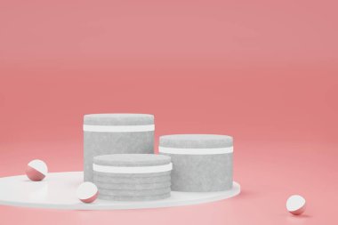En düşük tasarım ürünü yerleştirmek için podyumun 3D çizimi. Podyum sahne ürünleri reklam arkaplanı
