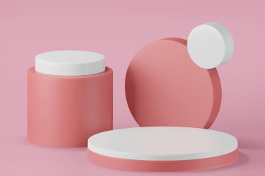 En düşük tasarım ürünü yerleştirmek için podyumun 3D çizimi. Podyum sahne ürünleri reklam arkaplanı