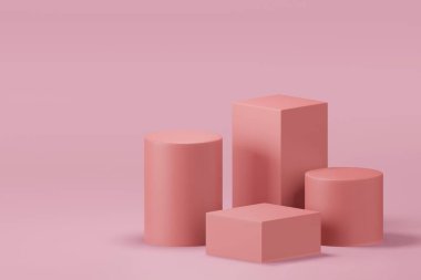 En düşük tasarım ürünü yerleştirmek için podyumun 3D çizimi. Podyum sahne ürünleri reklam arkaplanı