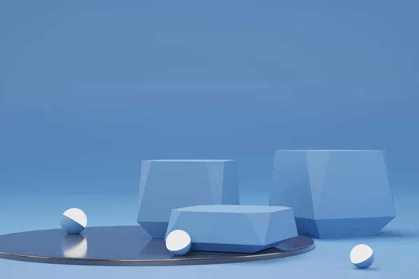 En düşük tasarım ürünü yerleştirmek için podyumun 3D çizimi. Podyum sahne ürünleri reklam arkaplanı