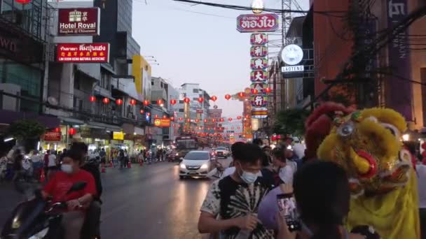 April 2021 China Town Yaowarad Bangkok Thailand Street View China — Stockvideo