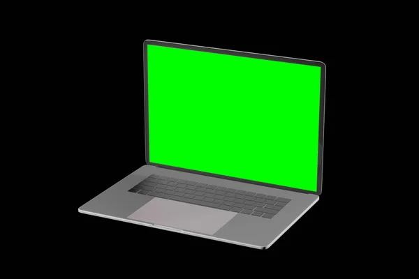 노트북 컴퓨터는 최소한의 디자인으로 광고를 Screeen 렌더링 삽화로 흉내를 냈습니다 — 스톡 사진