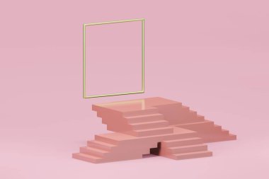 En düşük tasarım ürünü yerleştirmek için podyum vitrininin 3D çizimi. Podyum sahne gösterisi